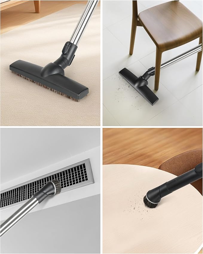 Horse Hair Floorhead for Miele Vacuum Cleaners, 12" Wide Hardwood Floor Brush as Vacuum Attachment Replacement Parts, Soft Bristles Head & Wheels Ideal for Hard Floors Cleaning