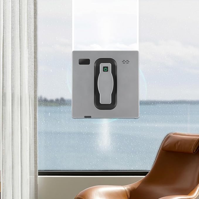 Automatic Window Cleaner 2500Pa Suction Window Cleaner Robot with Dual Spray Design and Remote Control 3 Path Modes Window Cleaning Machine for Windows, Tiles 322.92-538.2ft²Cleaning Area (Silver)