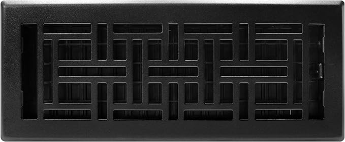 Decor Grates AJH412-BLK Oriental Floor Register, 4x12 Inches, Textured Black