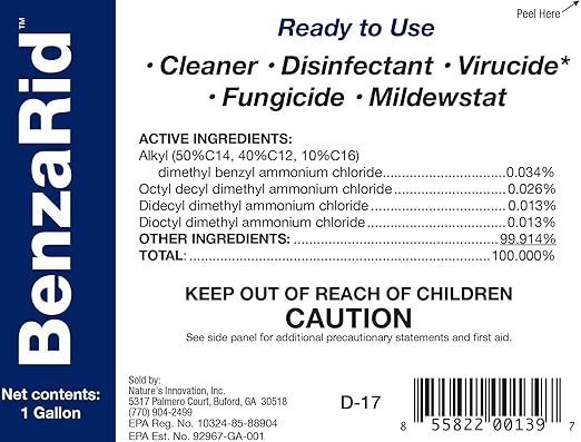 Hospital Disinfectant Sanitizer & Virucide | Kills 99.99% of COVID-19, Avian Flu H1N1,H1N2, H5N1, SARS, Bloodborne Pathogens, Staph, Bacteria & Mold | EPA Reg. | Child & Pet Safe 1 Gal