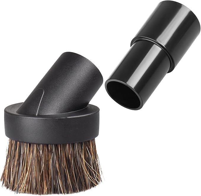 Soft Horse Hair Vacuum Brush Attachment For Shark Vacuum - Round Brush With Adapter - To Convert The 1 1/4" Tool To 1 1/2" Vacuum Hoses, Vacuum Attachment Brush Hair Length 35mm