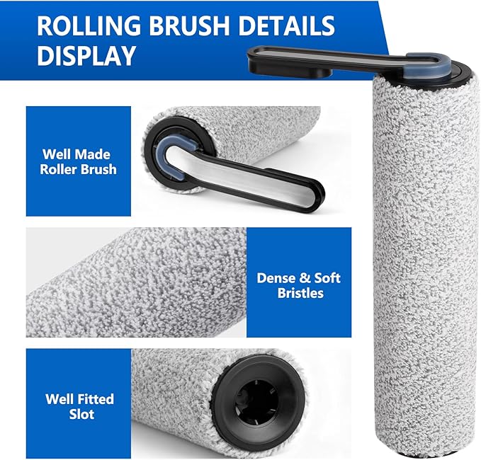keluke Only S5Combo - Replacement Roller Brush and Filters Compatible with Tineco Floor One S5Combo Wet Dry Cordless Vacuum Cleaner(Not for Others S5 Series Models) 2 Brushes Roller,4 Filters