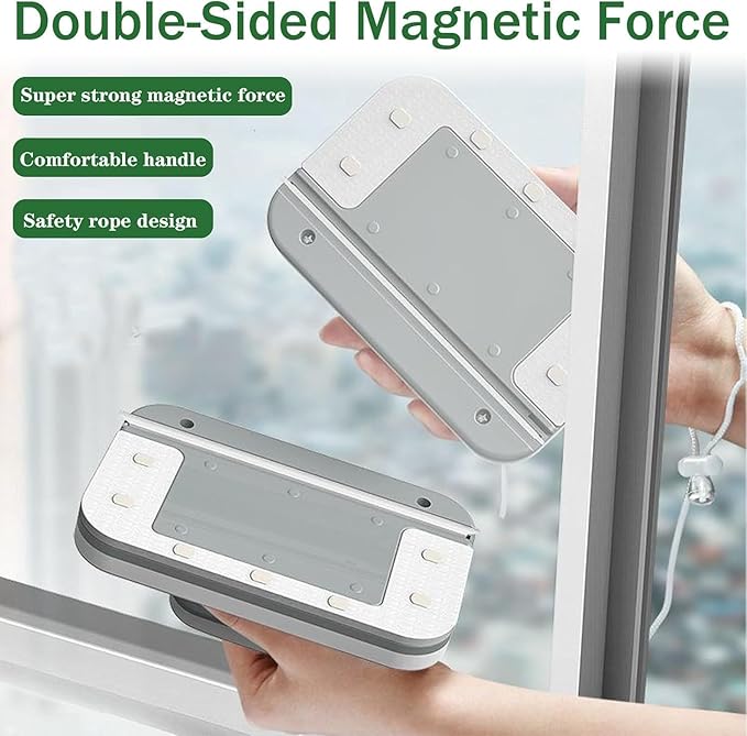 Magnetic Windshield Cleaner Tool,Windshield Magnetic Car Window Cleaner, Double-Sided Window Cleaner Glass Wiper, Triangle Shape, White(Glass 3-10mm)