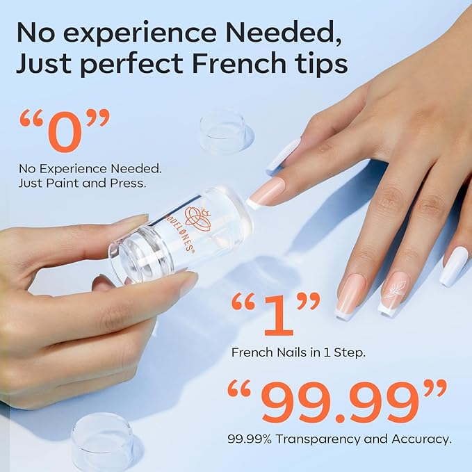modelones French Tip Nail Stamp 6 Pcs DIY Gel Nail Art Printing Tool Kit