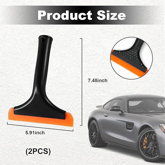 Ziciner Small Silicone Window Squeegee, Car Windshield Water Blade Squeegee, Multifunctional Auto Squeegee with 5.9 Inch Blade and Non-Slip Handle for Car Window, Home Cleaning (Black-2PCS)