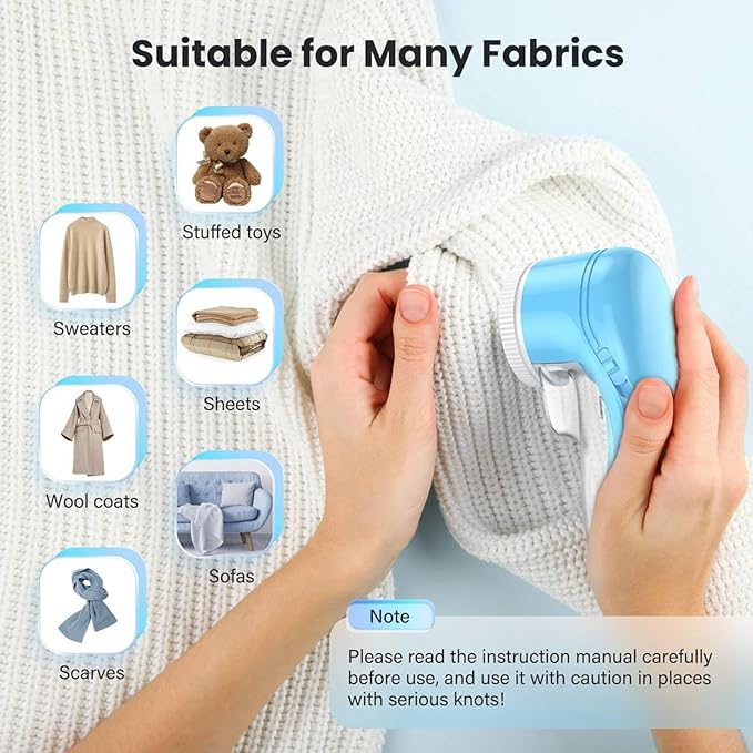 Fabric Shaver, Lint Remover for Clothes, Electric Lint Remover with 3 Replaceable Blades, Removes Fabric Pills, Rechargeable Sweater Defuzzer Pill Remover, Depiller Effectively Remove Pills, Lint