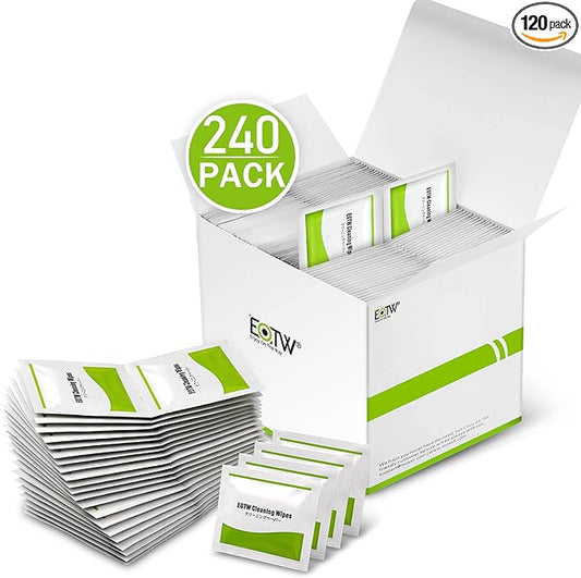 EOTW Lens Wipes for Eyeglasses, Computer Glasses Cleaner Wipes - Pre-moistened, Individually Wrapped, Pack of 240