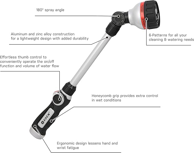 Eden 94620 Pro 6-Pattern 18" Turbo Watering Wand