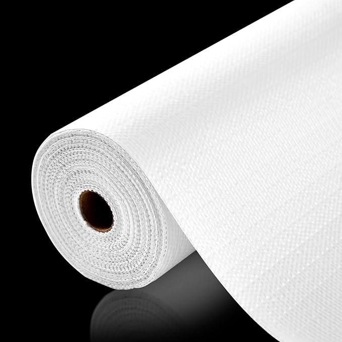 Drawer and Shelf Liner, Non-Slip Kitchen Cabinet Liners Non-Adhesive Thick Strong Grip Waterproof Washable Mats Protect Dresser Shelves Cupboard Bathroom Cabinets, White, 12 in X 20 FT