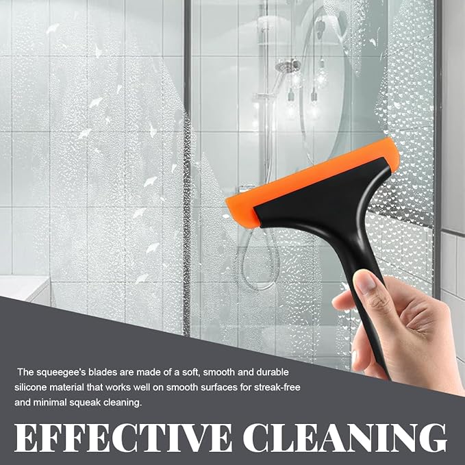 Small Silicone Window Squeegee, Car Windshield Silicone Squeegee, Auto Windshield Water Blade Scraper with 5.9 Inch Blade and Non-Slip Handle for Window, Mirror, Glass Door (Black)
