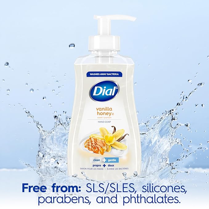 Dial Liquid Hand Soap, Vanilla Honey, 7.5 fl oz, Pack of 24