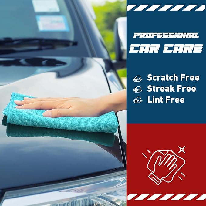 Microfiber Cleaning Cloths-50 Pack, Microfiber Towels Bulk, Towels for Cars & Home, Cleaning Rags 5 Colors Assorted (12x12 inches)