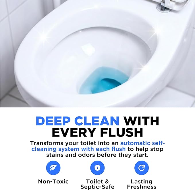 Happy Toilet Cleaner - Automatic Toilet Bowl Cleaner Toilet Tablet Holder Toilet Cleaning System - Drop In Toilet Tank Cleaner Tablets Auto Filter Self Cleaning Flush Cleans the Bowl Not Tank - 2PK