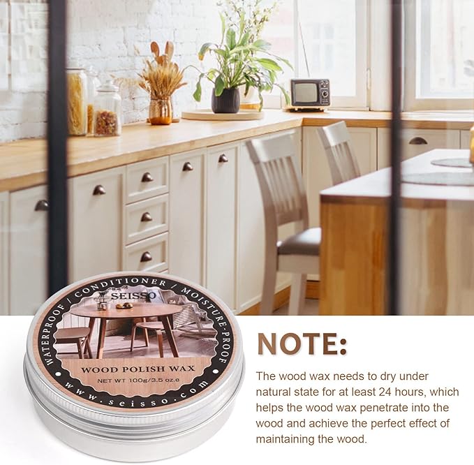 SEISSO Wood Polish Wax, Paste Wax for Wood Finish, Wood Wax Polish, Conditioner, Cleaner, Restorer, Furniture Polish for Wooden Floors, Cabinets, Tables, Doors