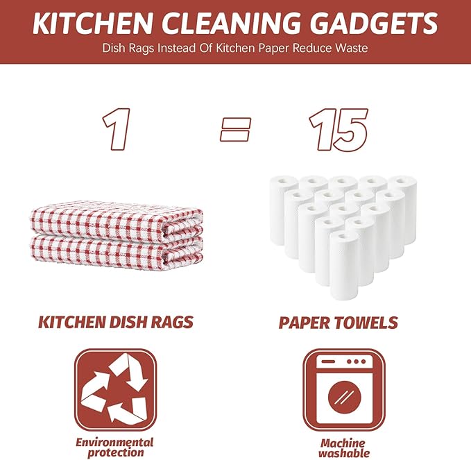 Nialnant 8 Pack Dish Cloths for Washing Dishes,Super Soft Kitchen Towels Absorbent Kitchen Dish Rags,Terry Cleaning Cloth-25 x 16 in