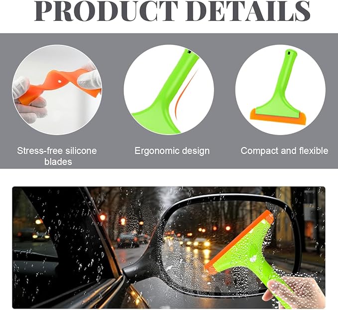 Small Silicone Window Squeegee, Car Windshield Silicone Squeegee, Auto Windshield Water Blade Scraper with 5.9 Inch Blade and Non-Slip Handle for Window, Mirror, Glass Door (Light Green)