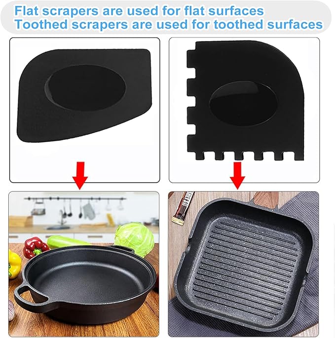 Onewly Cast Iron Scrubber and Scraper, Chain Mail Scrubber Cast Iron for Cleaning Dishes, Stock Pots, Pans, Griddles, Grills, Dish Scouring Pads