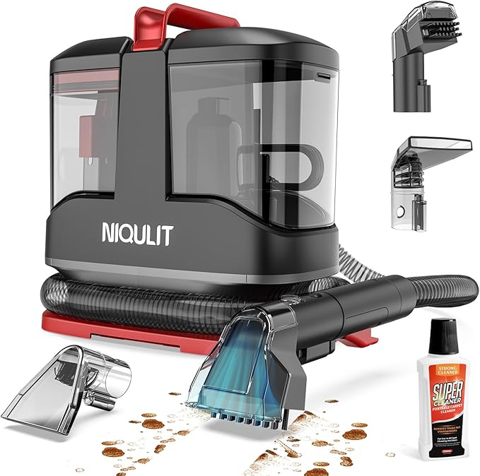 Portable Spot Cleaner Machine for Carpet and Upholstery, 15Kpa Powerful Suction for Pet Stain, Couche & Car, with Dual BrushHeads & Self-Cleaning System, Spot Cleaner for Area Rug, Stair and Furniture