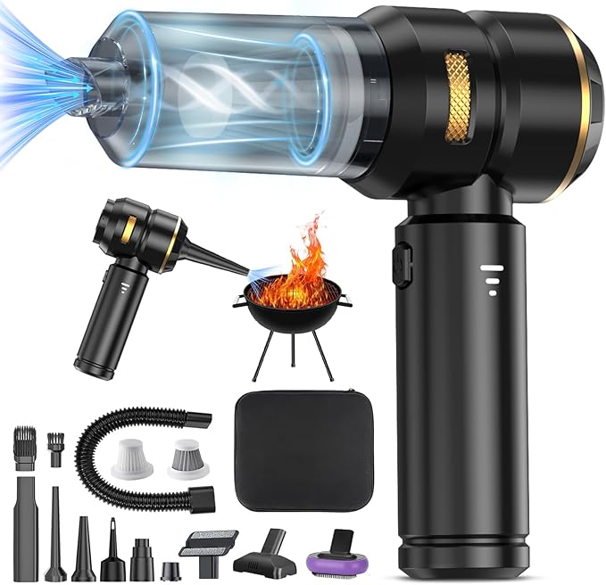 Handheld Vacuum Cordless, 22000PA High Power Car Vacuum Portable with Air Duster, Washable Filter, Rechargeable for Pet Hair, Home, Office, Auto Cleaning (Black)