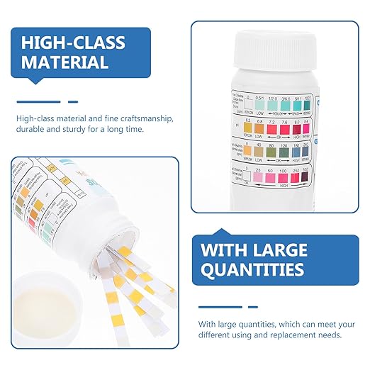 Totority 50pcs 4-in-1 Water Quality Testing Strips Kit for Ph, Free Chlorine, Total Alkalinity, and Hardness in Swimming Pools and Hot Tubs