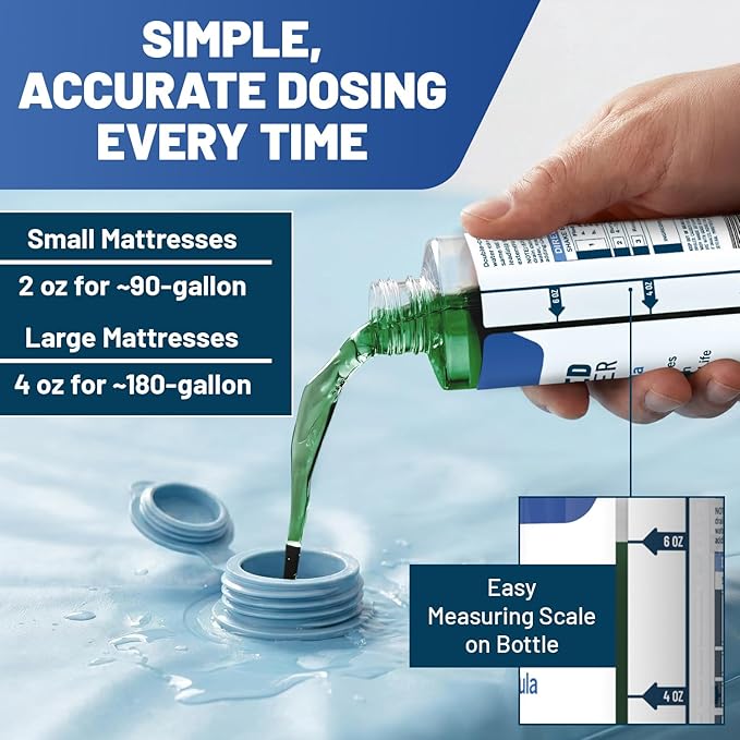 2X Concentrated Waterbed Conditioner — Made in USA — pH Neutral & Vinyl Safe Formula — Keeps Water Fresh & Clear, Prevents Air Bubbles & Odor — Extends the Life of all Waterbed Mattress Types — 8 OZ