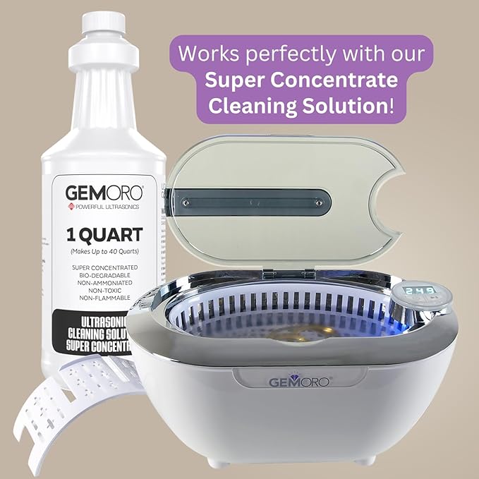 GemOro LUXESPA | Personal Ultrasonic Jewelry & Eyeglass Cleaner with 5 User-Programmable Timed Cleaning Cycles | Professional Performance Machine for Rings Watches Glasses Earrings (1796)