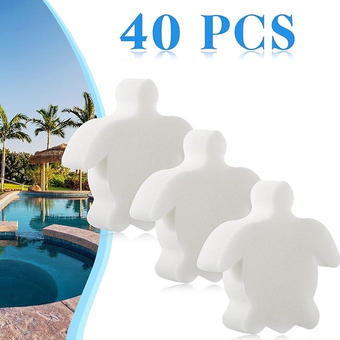 Patelai 40 Pcs Hot Tub Sponge Spa Cleaning Sponges for Hot Tub Oil Absorbing Cleaning Scum for Spa, Bathtub and Swimming Pool to Soak up Oils Bathtub Accessories(Sea Turtle Style)