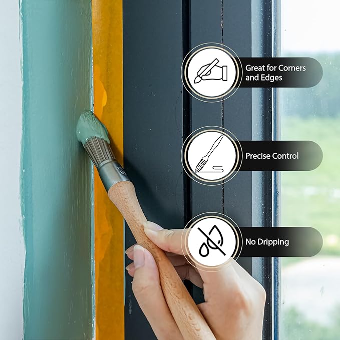 Trim Paint Brush, 0.6 Inch, 3 Pack, Small Paint Brushes for Walls, Touch Up, Trim Painting Tool for Detail Areas and Corners, Round Paint Brushes, Trim Brushes for Painting House Wall Edges