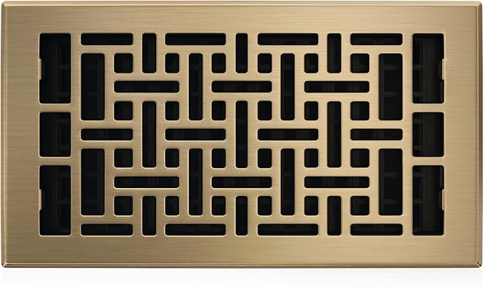 Decor Grates AJH612-A Oriental Floor Register, 6x12 Inches, Antique Brass Finish