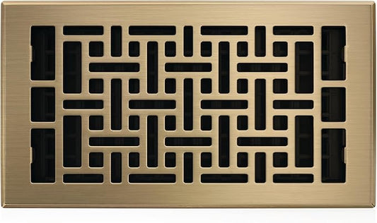 Decor Grates AJH612-A Oriental Floor Register, 6x12 Inches, Antique Brass Finish