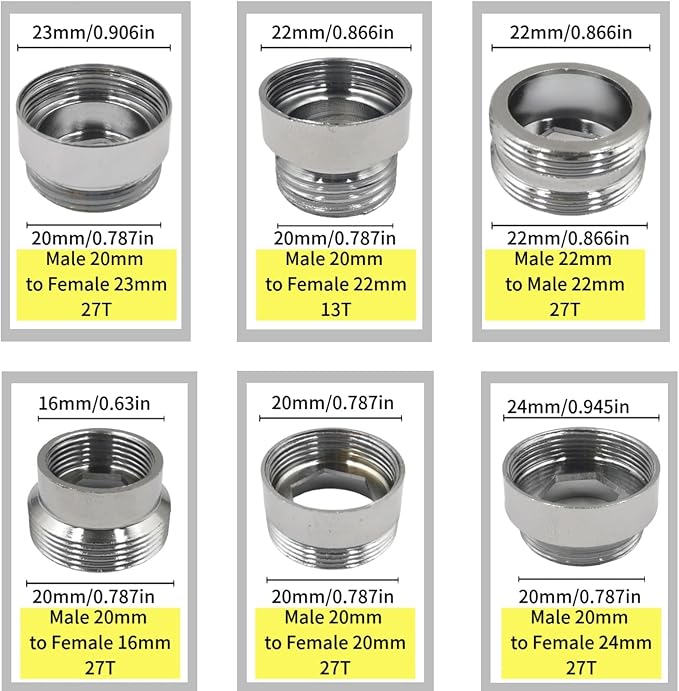 11 Pieces Brass Faucet Adapter Kit,Kitchen Sink Aerator Adapter Female to Male for Water Filter, Bathroom Faucet Adapter（Included washers）
