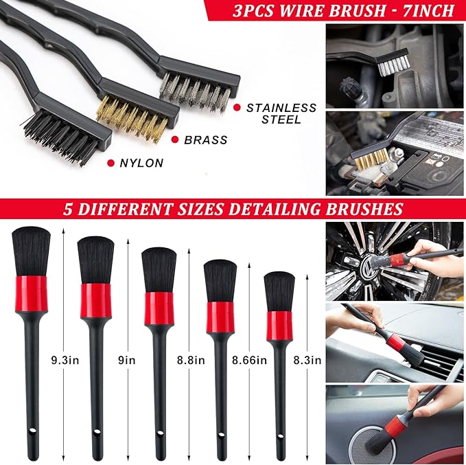 42Pcs Car Wash Cleaning Kit with Foam Gun Sprayer Detailing Brushes Car Vacuum Windshield Cleaning Tool Tire Brush Towels Complete Interior Exterior Detailing Set for Car