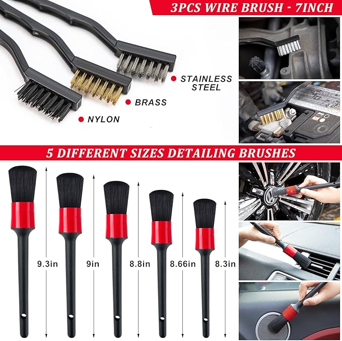40Pcs Car Wash Cleaning Kit with Foam Gun Sprayer Detailing Brushes Wash Mop Windshield Cleaning Tool Tire Brush Towels Complete Interior Exterior Detailing Set for Car
