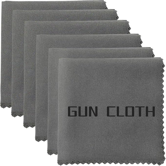 6 Pack Microfiber Gun Cleaning Cloth, 12"x12" Lint Free Gun Cleaning Rags, Reusable Microsuede Cleaning/Polishing Wipes Towels for Firearms, Knives and Scopes (Gray)