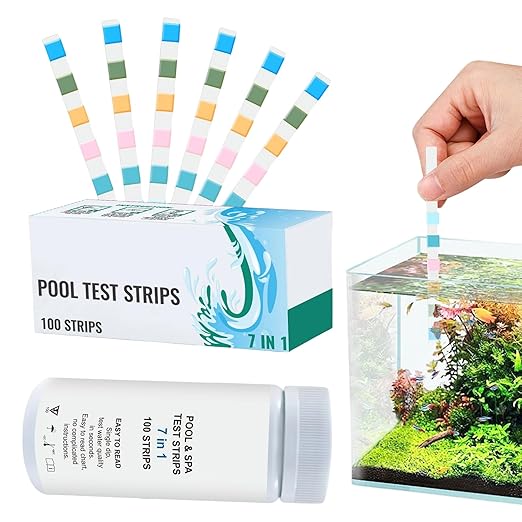 Swimming Pool Test Strips, 100 Piece Pool Tester Strips for Water, Accurate Water Quality Tester, for Maintenance, Homeowners, Swimmers, Hot Tub, Spa, Aquarium, Pond