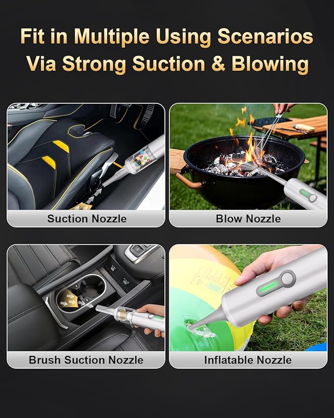 MARTISAN Cordless Car Vacuum, 4-in-1 Portable Vacuum, 20,000Pa Suction Power, 3 Sunction Modes, HEPA Filter, Vacuuming, Blowing, Inflating, Pumping, Quick Charging for Home, Office, Camping, White