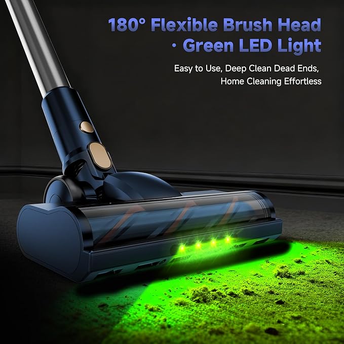 Cordless Stick Vacuum Cleaner - 45KPA Powerful Suction Vacuum with 45 Min Runtime, Detachable Battery, Anti-Tangle & 1.5L Dust Cup, 8 in 1 Vacuum Cleaner for Pet Hair, Carpet, HardFloor, Blue