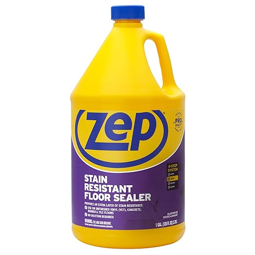 Zep Stain Resistant Floor Sealer - 1 Gallon (Case of 2) ECZUFSLR1282 - Durable, Long-Lasting, Enhances Gloss, Polish Longevity and Stain Resistance on Vinyl (VCT), Concrete, Rubber and Tile