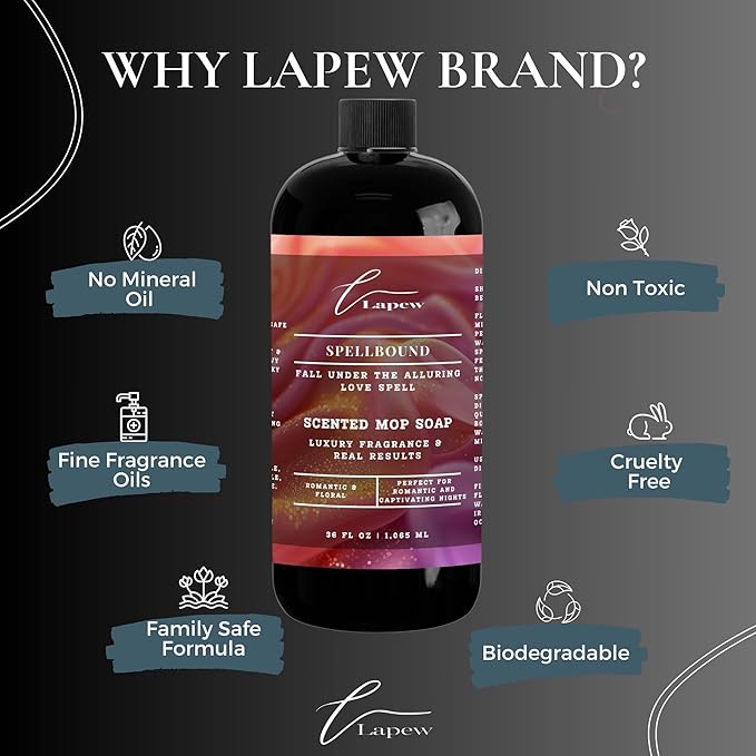 Luxury Floor Cleaner, Scented Mop Soap Concentrate | Hard Floor Cleaner for Tile, Vinyl, Laminate, LVP & Sealed Hardwood | Low-Foam, Streak-Free | 36 oz | Spellbound