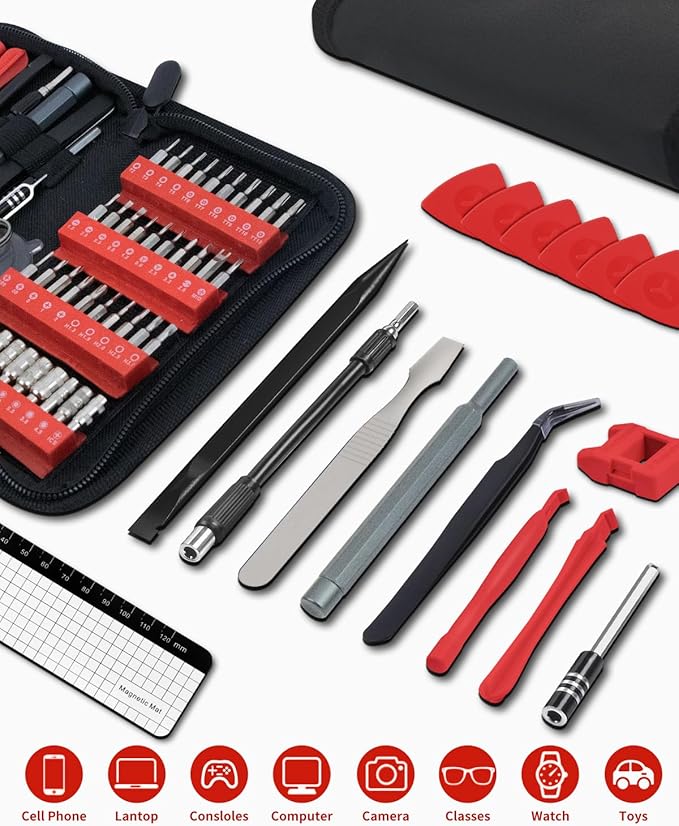 UnaMela Electronics Small Screwdriver Set: 57 PCS Mini Precision Repair Tool Kit with Magnetic Bits for Computer PC Laptop Phone Switch PS4 Xbox Tablet DIY Home