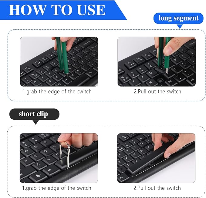 5 Pcs Keyboard Cleaning Tools - Switch Puller Set, Stainless Steel Keycap Remover Kit with Keycap Tweezers for Mechanical Keyboard