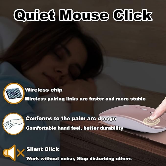 Bluetooth Wireless Keyboard and Mouse Combo,Ultra-Slim Ergonomic Small Rechargeable Bluetooth Keyboard Mouse Set for Apple iPad iPhone Samsung Tablet Phone Android PC Computer Mac Smartphone(Pink)