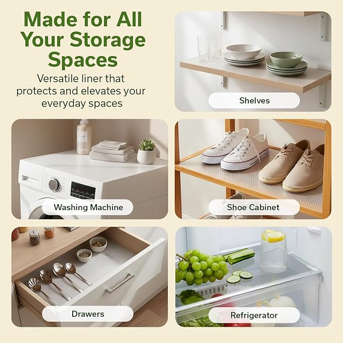 EVALAND Shelf Liners for Kitchen Cabinets Non-Adhesive 12" x 20 FT Clear Drawer Liner Non Slip, Washable Cabinet Liner, Waterproof Shelf Liners for Cabinets, Refrigerator Bathroom Pantry Cabinet Mat