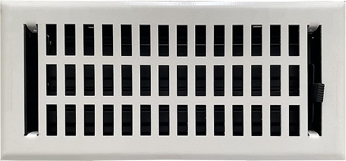 Empire Register Co, Vent Cover - 4x10 inch, Modern Contemporary Design, White Finish, Heavy Duty Floor Vent Covers, Metal Damper Attached Vent Covers for Home Floor only
