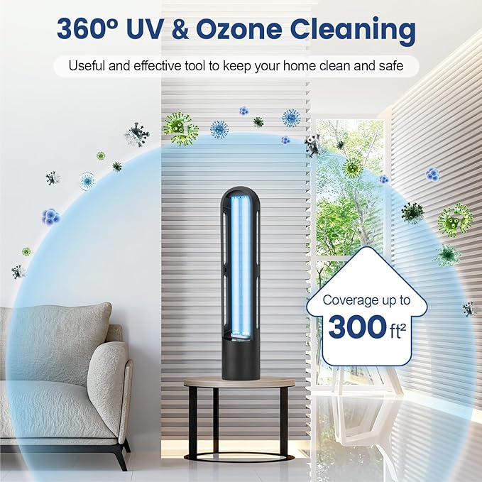 SalonDepot UV Light Sanitizer 38W Dust Mites Remover, Ultraviolet Light with 3 Speed Timer Setting for Bedroom, Kitchen & Office