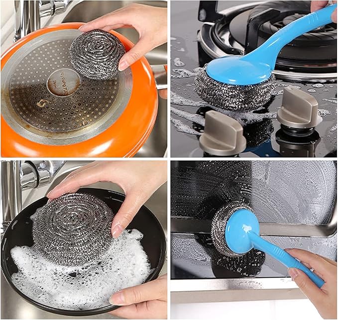 24 Pack Stainless Steel Scourers Sponges,Steel Wool scrubbers for stoves, pots, Cooker Hoods, etc. That are Difficult to Clean (24 Pack-Medium 20 Gram)