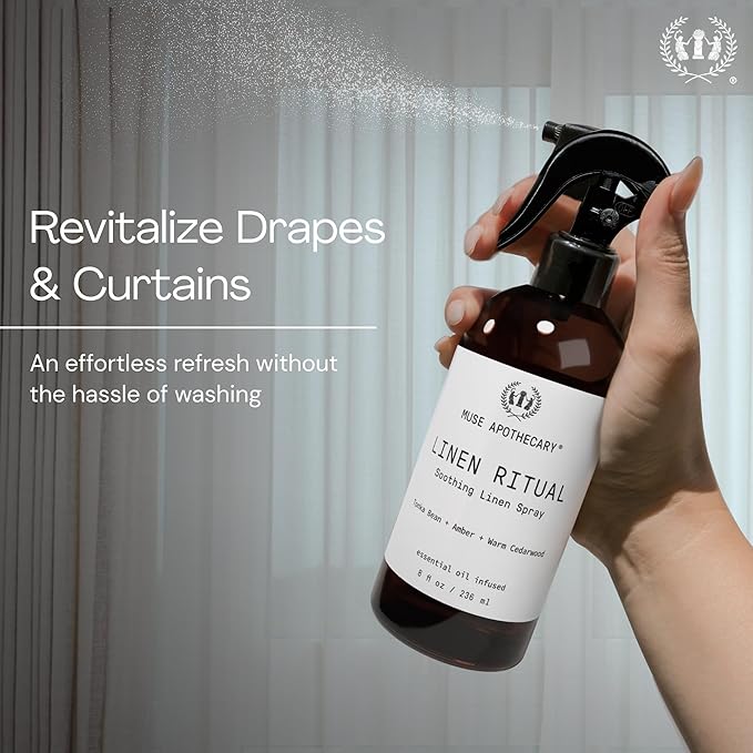 Muse Apothecary Linen Ritual - Aromatic, Soothing, and Relaxing Linen Mist, Laundry and Fabric Spray - Infused with Aromatherapy Essential Oils - 4 oz, Cara Orange + Fig + BlackBerry Vanilla, 2 Pack