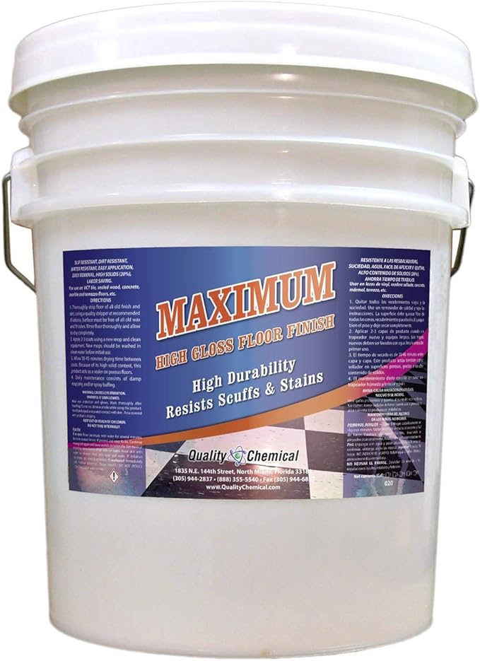 Quality Chemical Maximum High Solids Commercial Wax and High Shine Floor Finish - 5 gallon pail - 640 oz (Pack of 1)