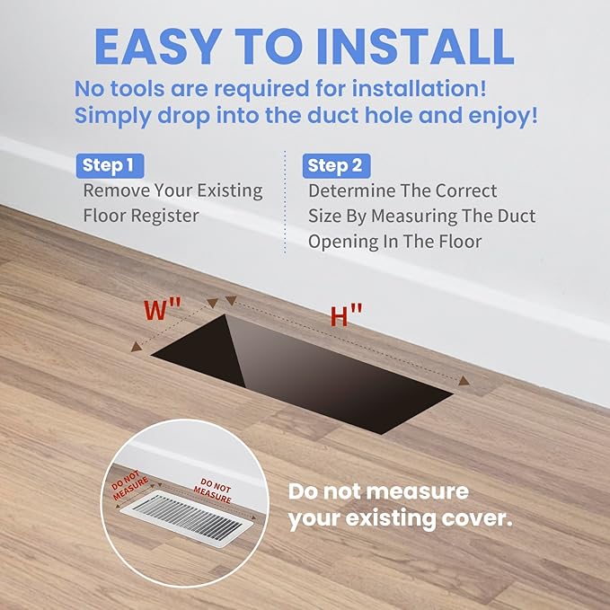 2x12 Inches 2 Pack Heavy Duty Walkable Floor Register - Easy Adjust Air Supply Lever Decorative Floor Vent Covers - Savannah Design Vent Covers for Home - Matte Black