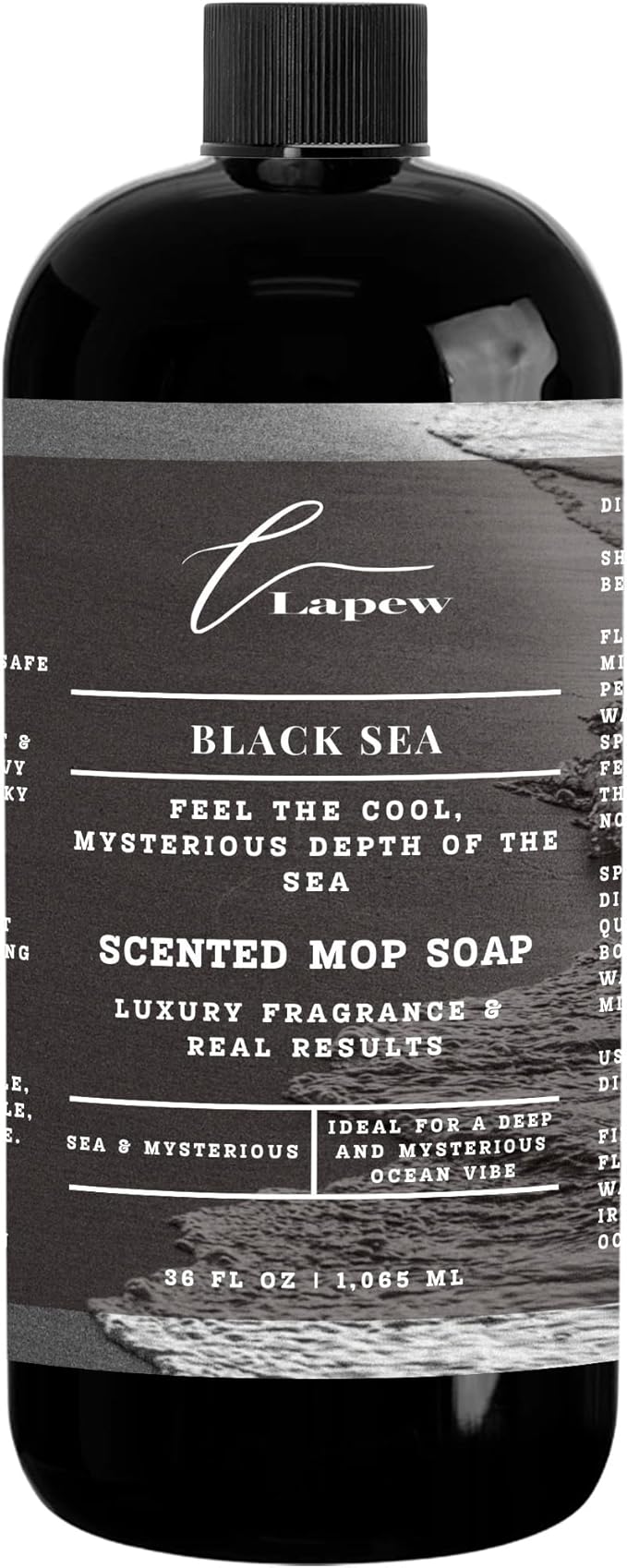 Luxury Floor Cleaner, Scented Mop Soap Concentrate | Hard Floor Cleaner for Tile, Vinyl, Laminate, LVP & Sealed Hardwood | Low-Foam, Streak-Free | 36 oz | Black Sea